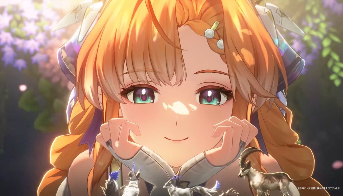 水彩画 オレンジ髪飾りの少女 A4サイズ シグリカちゃんのふわふわオレンジ髪と、キラキラ緑の瞳… 頰に手を当て
