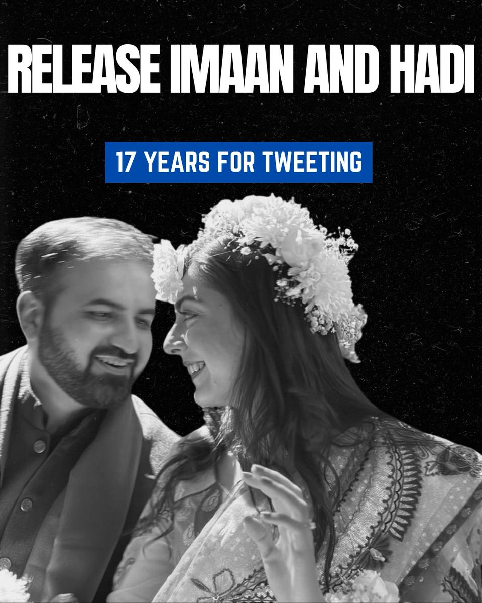 ShireenMazari1's tweet photo. 50 days of illegal incarceration &amp; denial of justice at all levels.  Vengeance personified in courts from Majoka to Dogar! Total violation of law, Constitution &amp; Pak's international obligations under ICCPR &amp; CAT.  #ReleaseImaanAndHadi. https://t.co/YA9OhcSUay