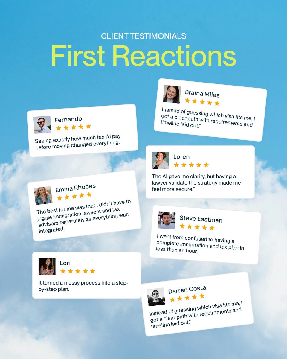 zerrahq's tweet photo. Early users tried the new Zerra experience and this is the feedback we’ve been getting. 🔥

Real reactions. Real clarity. Real value.

Happy to share we’re just getting started and we’ll continue to update our technology to make moving abroad easier for everyone. 💪 https://t.co/KVPW7URxzb