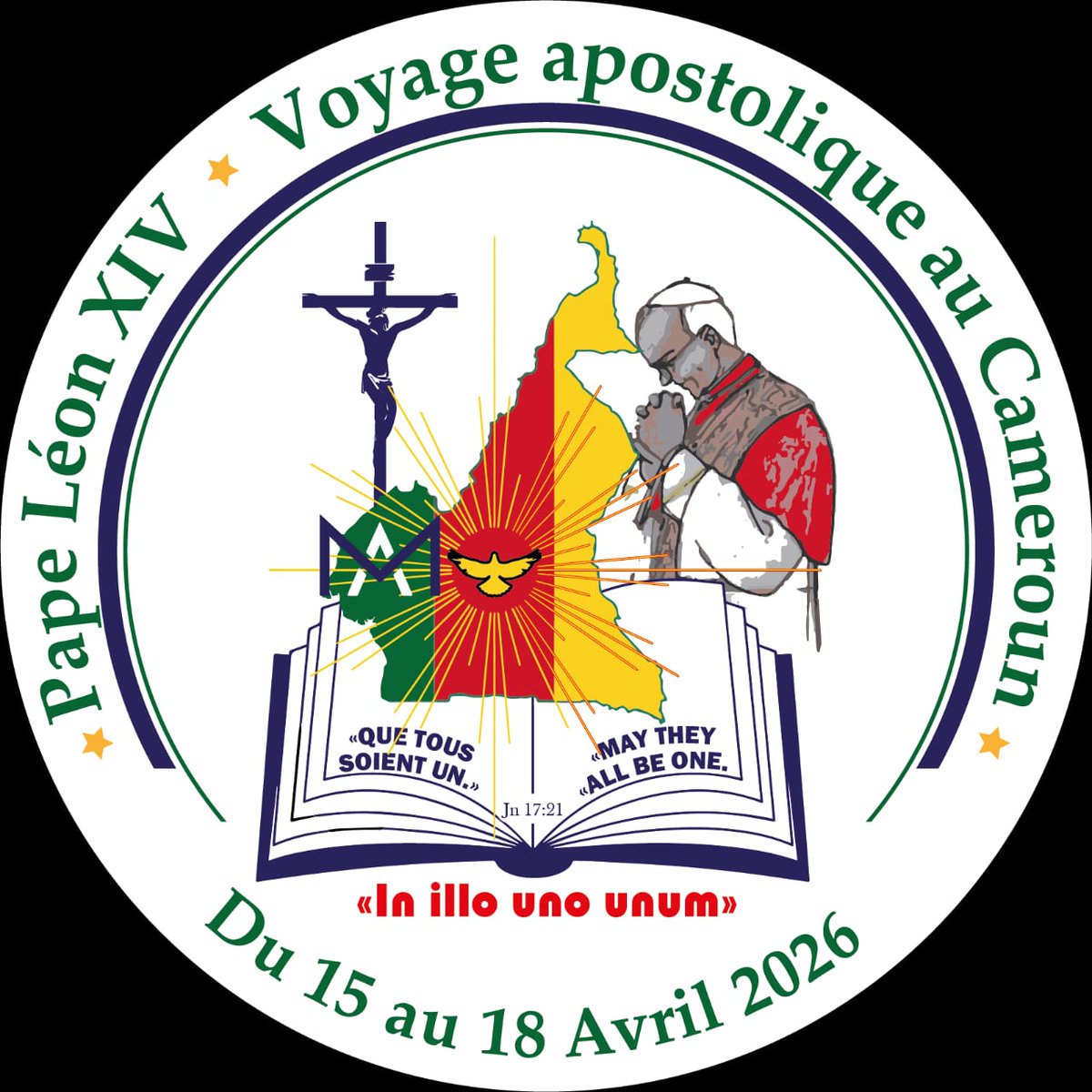 TheCameroonianZ's tweet photo. Logo officiel de la Visite Apostolique de Sa Sainteté le Pape Léon XIV au #Cameroon. https://t.co/muhpNtsslL