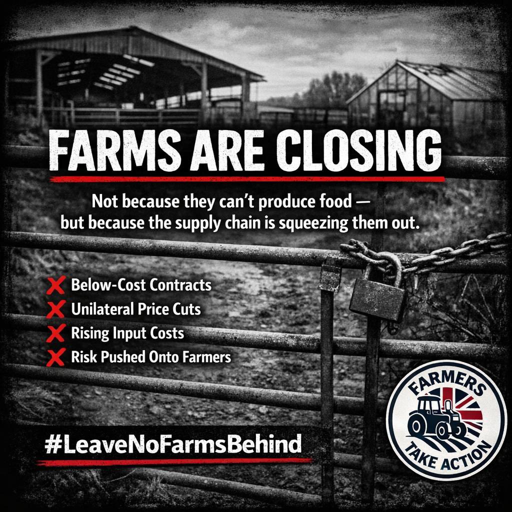 🚜 British farms are closing. Fast.

📉 6,300+ agriculture, forestry and fishing businesses closed in the last year alone — the highest level since records began.

📊 In just three months of 2025, nearly 1,900 agricultural businesses shut, while fewer than 1,000 new ones started.
