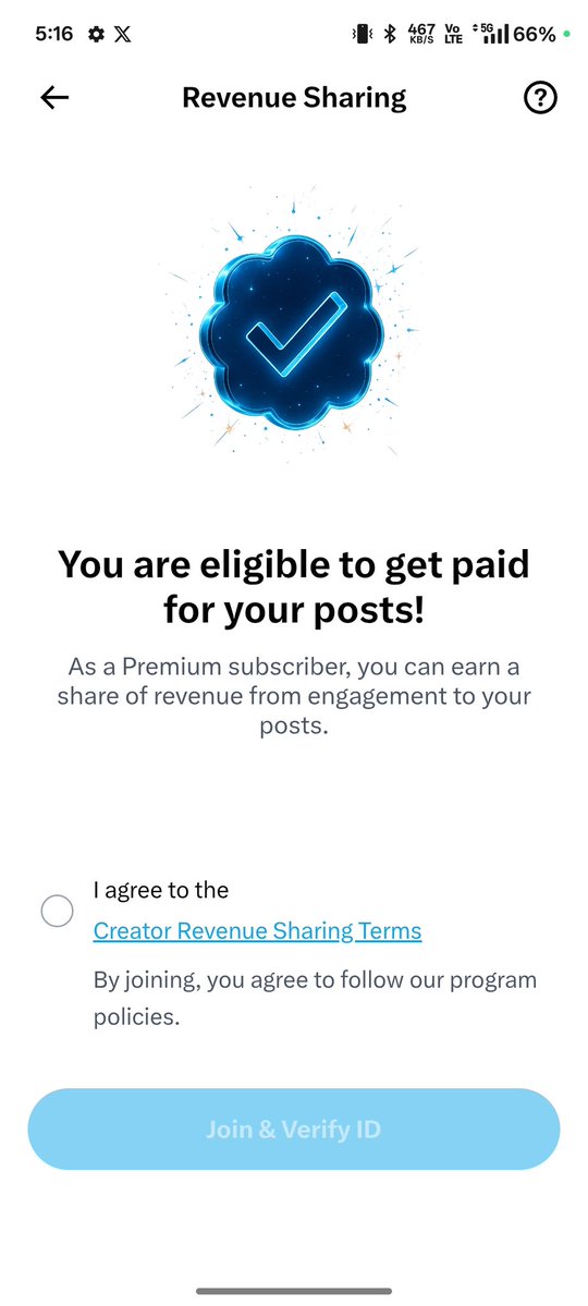 I am just elegible a creater revenue sharing on post .