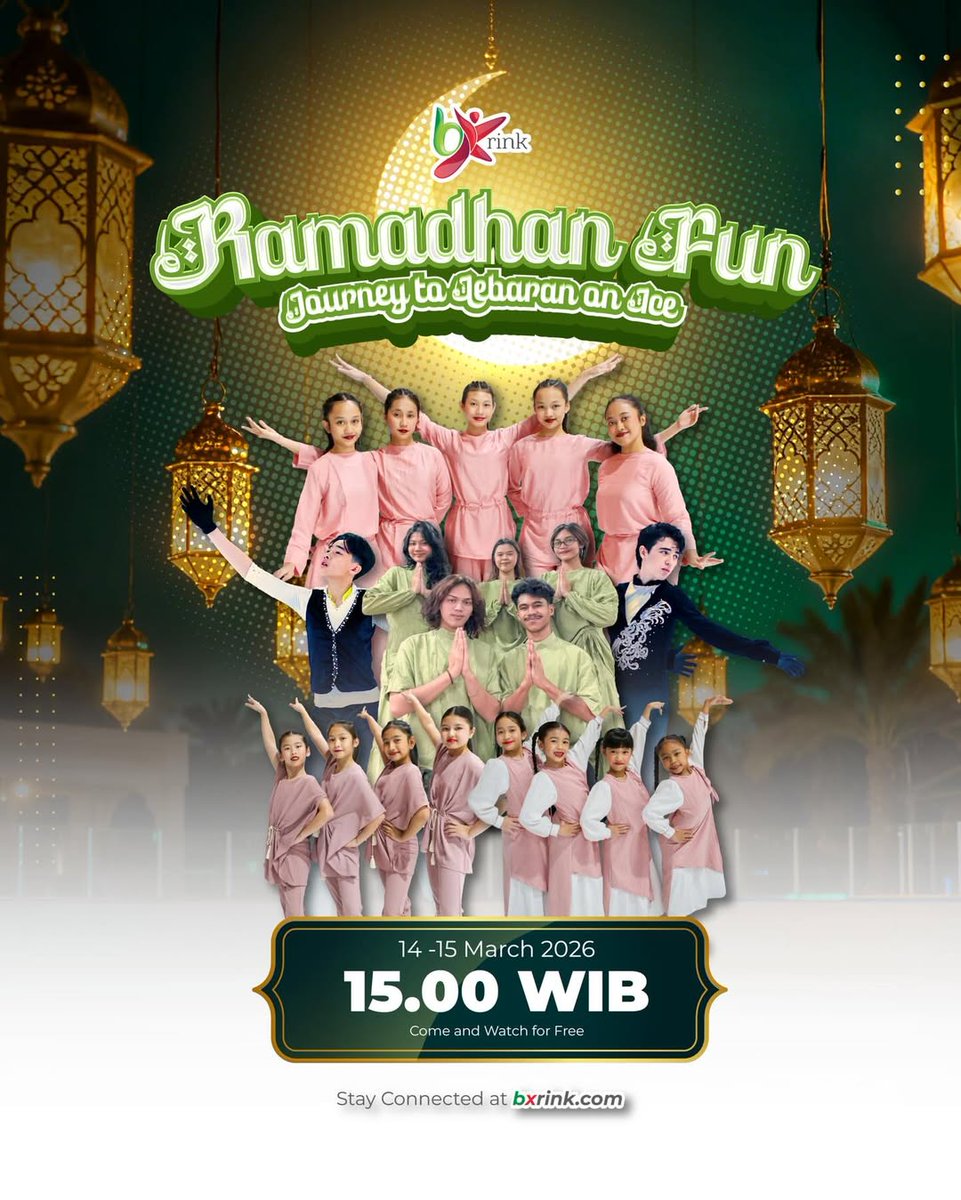 BXrink's tweet photo. Get ready for Ramadhan Fun 
Journey to Lebaran on Ice ❄️

Watch the show with stunning performances, glowing lights, and unforgettable moments on the rink. ⛸️✨

🗓️ 14 - 15 March 2026
⏰ Start at 15.00
📍BX Rink

Grab your family and celebrate the spirit of Ramadhan with BX Rink https://t.co/eviFMnYMU0