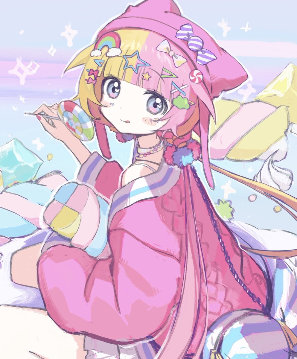 Dream_make_up_'s tweet photo. 今日はキャンディからお写真が届いたよ🩷💛
バレンタインのお返し選び中❣️🍭🍬
みんなはどんなお菓子を渡す予定？✨
#OC ＃一次創作 https://t.co/E9NhWEpzKj