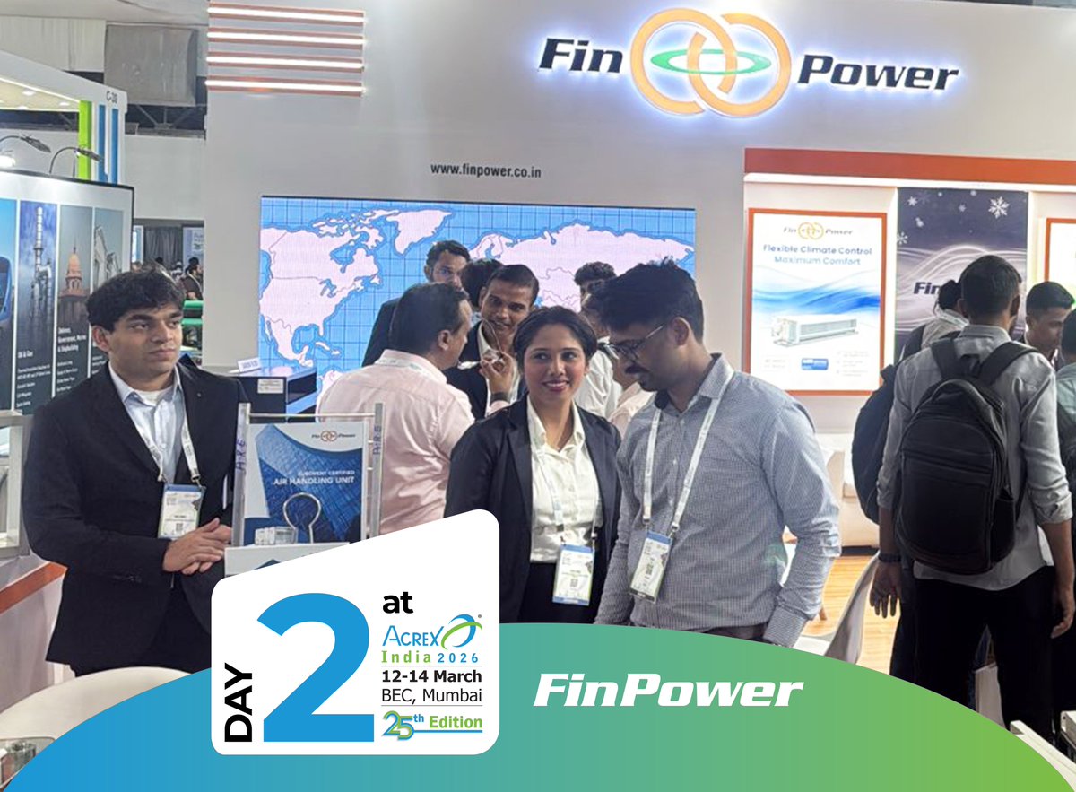 maxellgroup's tweet photo. Day 2 at ACREX ✨

We’re halfway through ACREX India 2026, and the energy is still high!
Visit us at Hall 03, Booth D36 to discover why Finpower is a leading manufacturer in the HVAC industry.

A big thank you to everyone who visited our stall yesterday https://t.co/FFFRQr43Tu