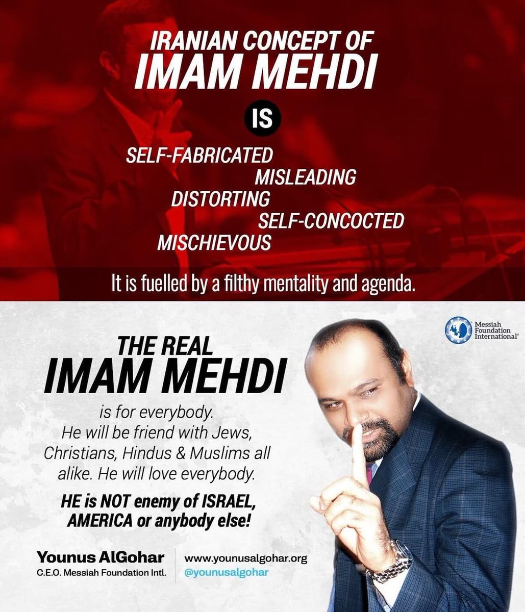 M_jaz__'s tweet photo. True concept of #ImamMehdi vs Iranian concept of Imam Mehdi #ifollowGoharShahi #Peace #Iran #Israel 
#HEESEUNG_STAYS #BTS_ARIRANG #DigitalBlackOutIran #adana https://t.co/AggmHIc4hu