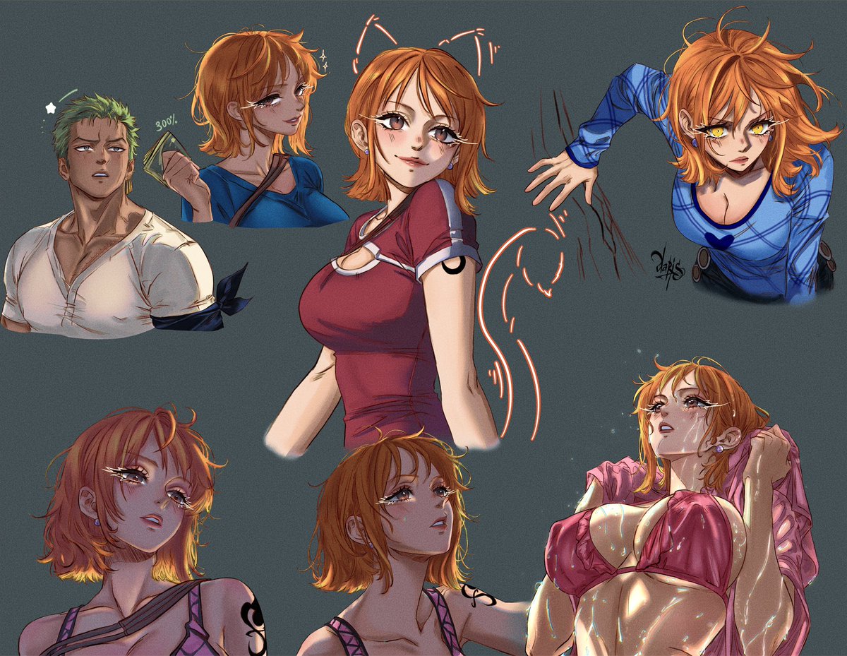 I haven’t watched the new season of the One Piece live action yet…
but the Nami clips already got me drawing her 

I was waiting for that moment with Zoro 🤭
