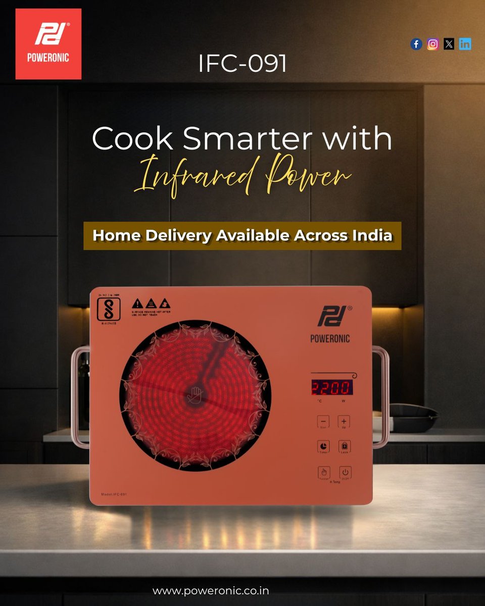 _poweronic's tweet image. Cook smarter and faster with the power of infrared technology. 🍳🔥

🚚 Home Delivery Available Across India
🌐 poweronic.co.in
#Poweronic #InfraredCooker #SmartCooking #ModernKitchen #KitchenAppliances #CookSmart #InfraredTechnology #HomeCooking #KitchenUpgrade