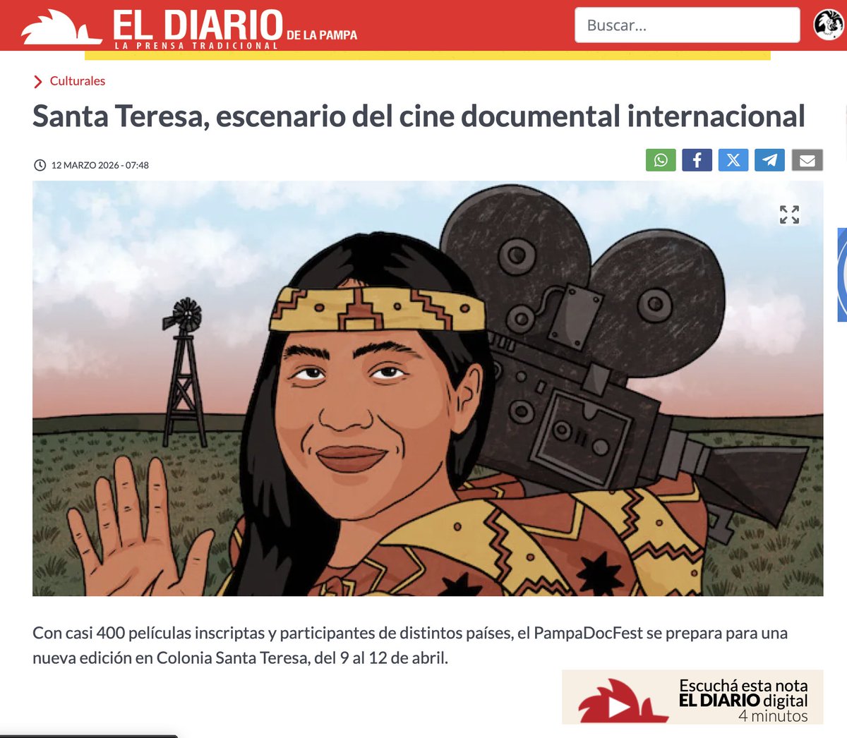 EspacioAngular's tweet photo. ¡El #PampaDocFest en los medios!
Diferentes medios de comunicación se hacen eco de nuestro Festival Internacional de Cine Documental, que realizamos en articulación con la Municipalidad De Santa Teresa y gracias a la confianza y el protagonismo comunitario. https://t.co/V3BpV1hh7R
