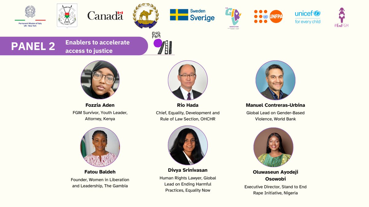GPtoEndFGM's tweet image. 📢 HAPPENING TODAY - FGM Laws and Human Rights Principles

Join this high-level discussion on initiatives &amp;amp; solutions to #EndFGM &amp;amp; advance access to justice for women &amp;amp; girls ⚖️

We’re starting at 1.15 PM (ET), New York time

Watch here: unf.pa/3Nw7Lj3
#CSW70