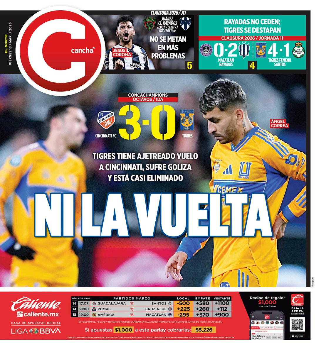 La #portada 🗞️ de CANCHA <a href="/elnorte/">EL NORTE</a>
