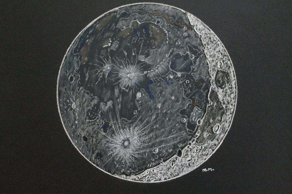 Spicey_Spiney's tweet image. This was a wedding gift - a pastel drawing of the Moon as it looked on the couple's wedding day, a 12% Waxing Crescent. I used Stabilo CarbOthello pastel pencils on black paper #MoonArt #SpaceArt #PastelArt #AstronomySketching #AstronomyDrawing
