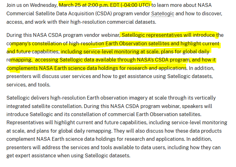 loco_dela_bolsa's tweet image. $SATL #Satellogic #NASA 2025/03/25 - NASA Commercial Satellite Data Acquisition (CSDA) Program

Save the date!

science.nasa.gov/science-resear…