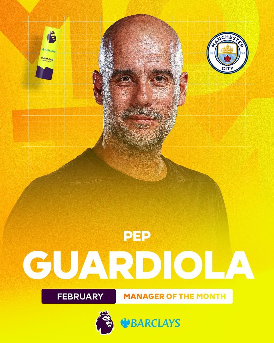 TouchlineX's tweet photo. 🚨 𝗢𝗙𝗙𝗜𝗖𝗜𝗔𝗟: Pep Guardiola has been named the Premier League Manager of the Month.

This is his first since December 2021. https://t.co/fHwJySgLXo
