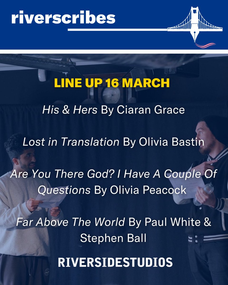 RiversideLondon's tweet image. RIVERSCRIBES: SCRATCH NIGHT, Mon 16 Mar, 7pm! 4 new plays curated by Nadine Gray. Join us &amp;amp; book now: riversidestudios.co.uk/whats-on/rs-ri… #Riverscribes #RiversideStudios #NewWriting #ScratchNight #EmergingTheatre #LondonTheatre