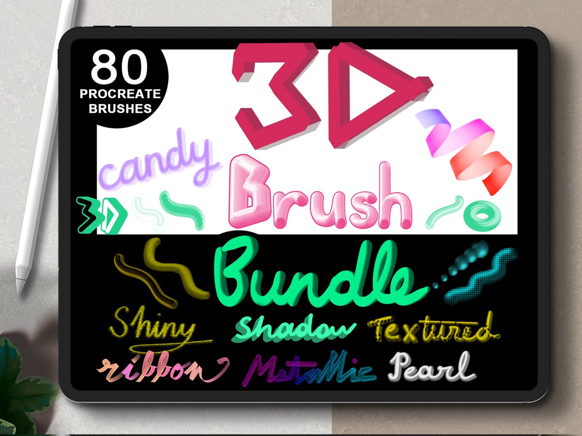 procreatebrushh's tweet photo. 50% off 🥳 
3D Procreate Brush Bundle, 3D Ribbon Lettering Brushes  

SHOP: https://t.co/nfWus9JXaH   

Outline, Shadow, Gold, Glossy, Rainbow, Metallic, Ribbon, 3D Lettering  Brushes 

#digitalart #procreateart #프로크리에이트 #procreate #3dart https://t.co/LxtMfDnLee