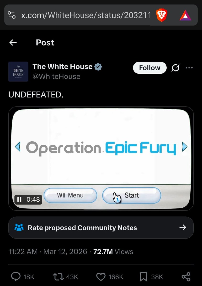 No number of dead or wounded US soldiers, much less murdered innocent children in another country, will stop the White House from posting un-American propaganda garbage using imagery from one of the few things I use for escapism in this Godforsaken country.