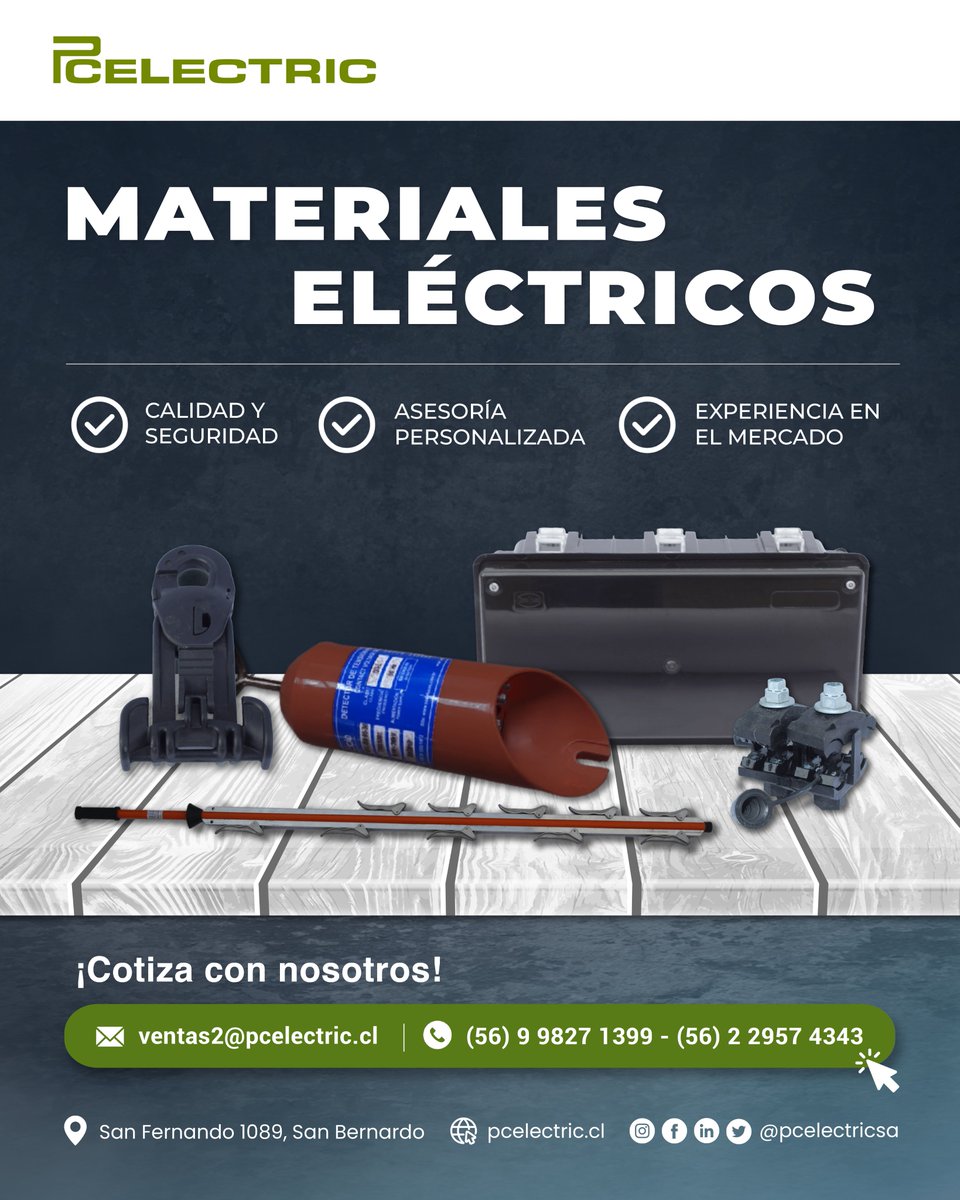 pcelectricsa's tweet photo. Contamos con un catálogo completo de productos eléctricos para redes aéreas y seguridad eléctrica, diseñados para garantizar instalaciones seguras, eficientes y de larga duración.

Solicite su cotización
✉ ventas2@pcelectric.cl
📞(56) 9 9827 1399 - (56) 2 2957 4343

#redesaéreas https://t.co/8W4HDdzRpD
