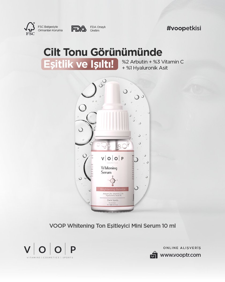 vooptrcom's tweet photo. Cildinizdeki doğal ışıltıyı ortaya çıkarın. 

Arbutin, C Vitamini ve Hyaluronik Asit içeren formülüyle,
cilt tonu görünümünü eşitlemeye ve koyu leke görünümünü azaltmaya yardımcı olur.

Her gün daha aydınlık bir görünüm için.

🌐 https://t.co/Fr6KIYWoLg

#VOOP #VOOPEtkisi https://t.co/DYqRPrvREN