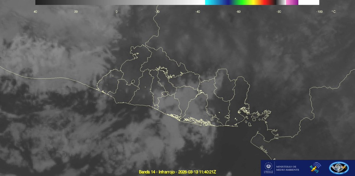 📌#ElObservatorioInforma Pronóstico para la mañana
Válido de 6:00 a.m. a 12:00 m. de 2026/03/13

Actualmente, cielo parcialmente nublado en sectores de la zona oriental y franja costera, y poco nublado en el resto del país. No se registran lluvias.

Pronóstico
Lluvia: en la