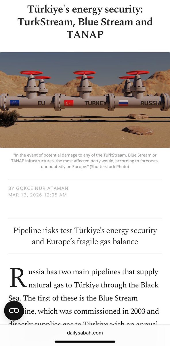 In a potential scenario, are Türkiye’s gas storage reserves sufficient to cover its annual consumption? 👇
dailysabah.com/opinion/op-ed/…