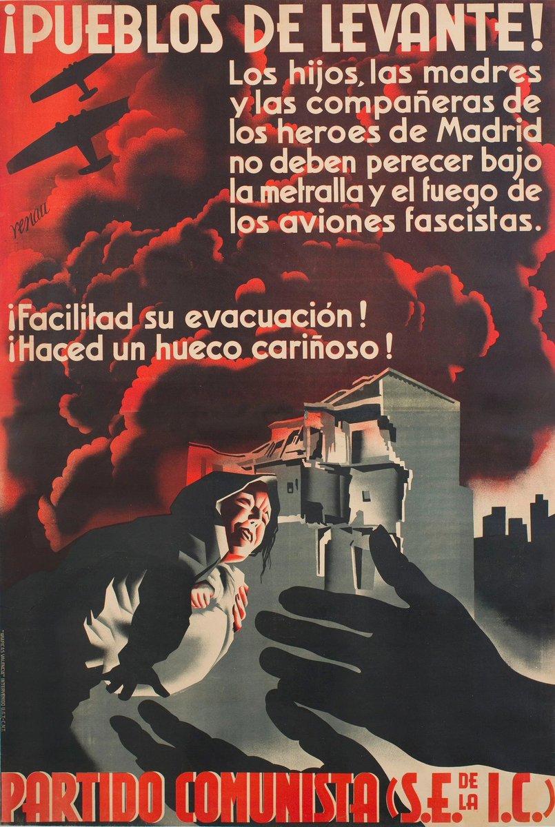sicofante's tweet image. 1/2 Madeja artística. Perogrullada: Renau es grande entre los mejores. Arte menor, dicen. ¿Acaso El Guernica no es un cartel? Un estudio de las manos en la obra de Renau sería imprescindible. Para botón: dos enormes negras acogedoras, pero con halo blanco; una mínima hace bebé...
