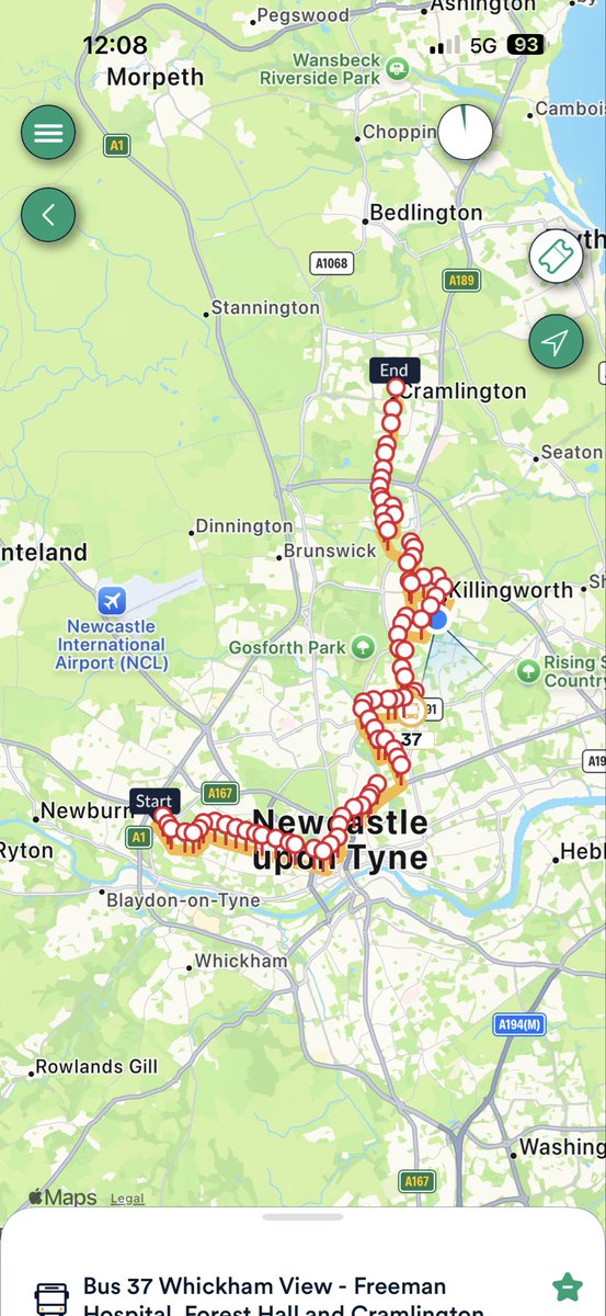 NatalieRickerby's tweet photo. @StagecoachNE No 37 is showing up on the map it’s no good https://t.co/6yjuU3DsiP