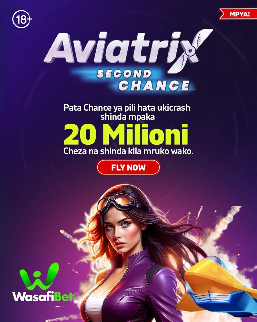 Wasafibet2's tweet photo. Safari moja huzaa nyingine! ✈️

Ukicrash na Aviatrix, bado unapata Second Chance ya kujaribu tena bahati yako na kushinda hadi Milioni 20 kwa dau kuanzia Tsh 100.

Rubani, inuka tena! Pasua anga juu zaidi na ushinde. 🚀

#MkwanjaKilaUtabi https://t.co/0sXgALqdTL