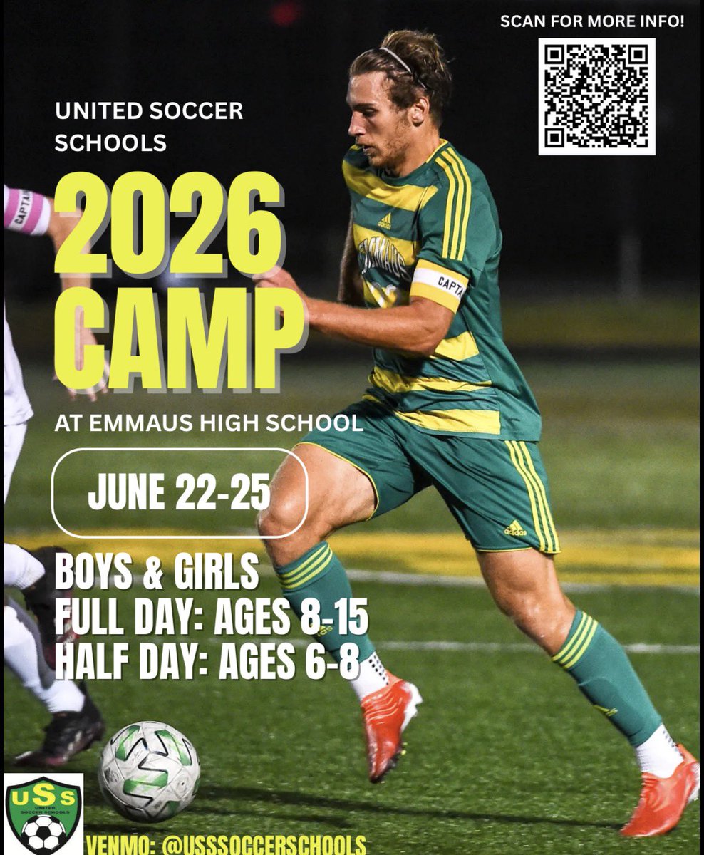 EmmSoccer's tweet photo. Come join us for our 27th season of soccer camp! United Soccer Schools will be held June 22-25 at Emmaus High School. Sign up today! https://t.co/LACl45ddRe