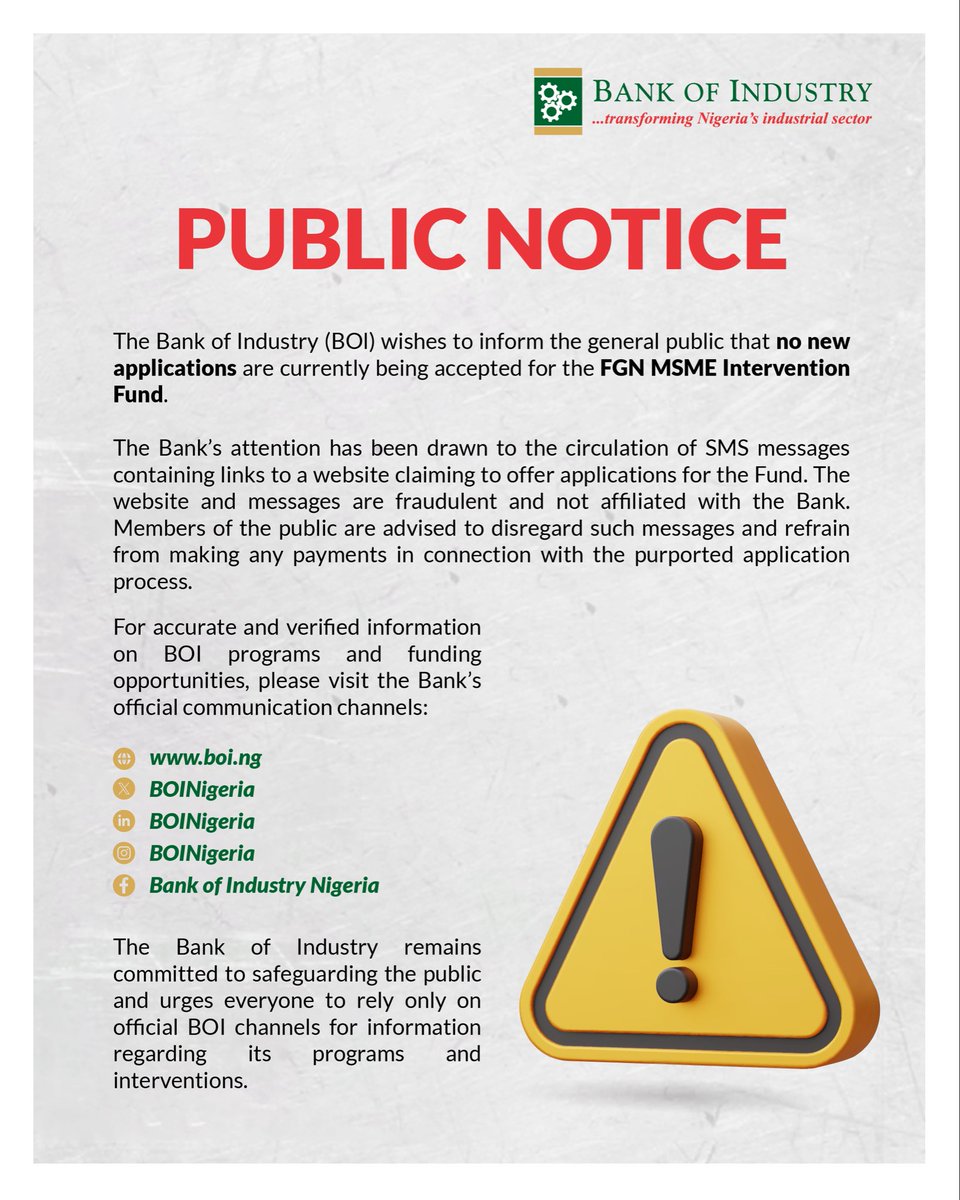 BOINigeria's tweet photo. Please be aware . https://t.co/qbVZyiLEzP