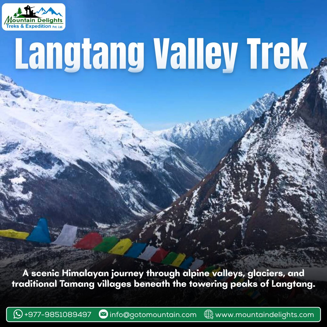 DelightsTrek's tweet photo. “The Langtang Valley Trek offers a beautiful journey through forests, alpine meadows, and traditional Tamang villages with stunning views of the surrounding Himalayan peaks. It is one of Nepal’s most rewarding treks for travelers seeking both natural beauty and rich culture.” https://t.co/pe9ipVpa6q