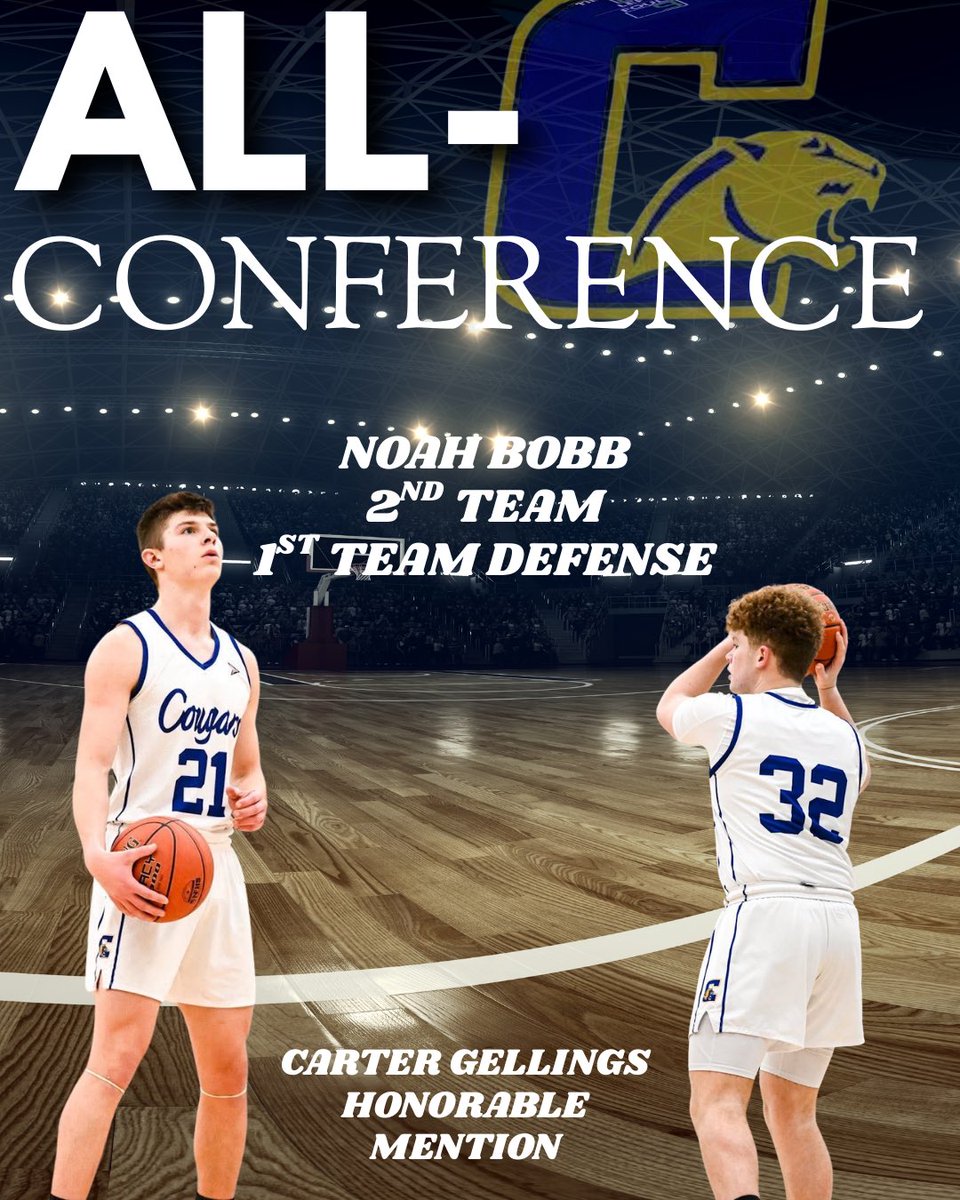 csportMBB's tweet photo. AWARDS 🚨 

Let’s give a shoutout to our All-Conference award winners this season! 

Noah Bobb earned 2nd Team All-Conference and 1st Team Defense.

Carter Gellings was Honorable Mention.

Thank you both for leaving it all on the court this season.

#rollcougs🏀 #headdowneyesup https://t.co/e1qjnmwChq