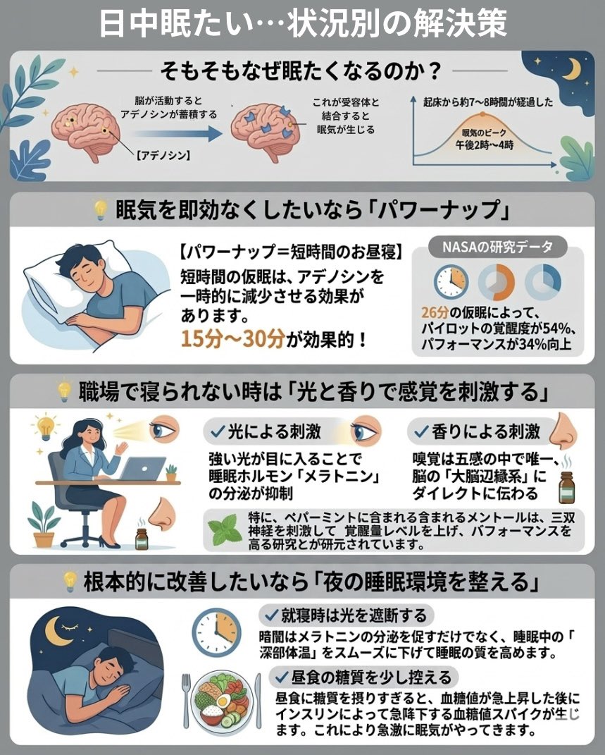 日中眠たい…解決策を解説💡