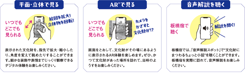 板橋区本気出し過ぎ🔥
衝撃のデジタルガイド『歩学(アルガク)』
ARや高精細3Dで「当時の江戸の街並み」を今の風景に重ねて歩けるらしい
正直めちゃくちゃ羨ましい
これはぜひ中山道浦和宿(さいたま市)でも
導入してほしい🙏
浦和も歴史の深さは負けてないし