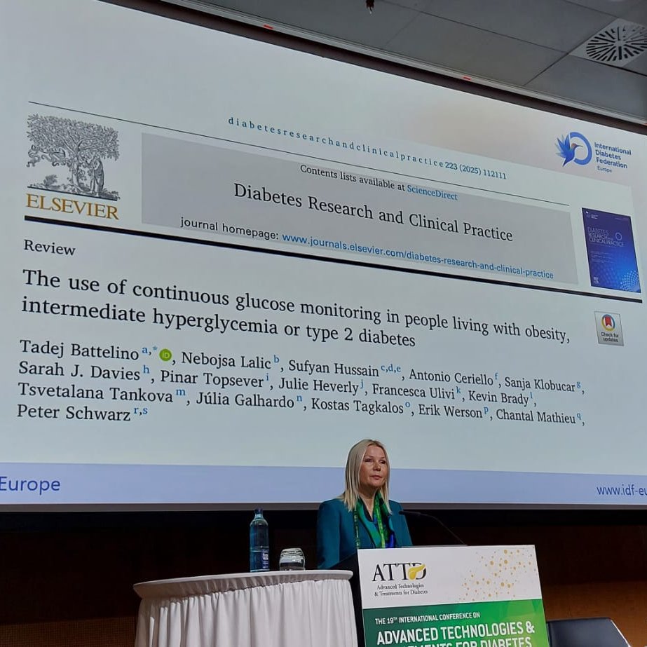 IDFEuropeBXL's tweet image. 💡Session 3 at our #ATTD2026 Symposium: Prof. Klobučar discussed the benefits of #CGMs &amp;amp;  innovative therapies for people living with or at risk of #T2D: they act as powerful education &amp;amp; motivation tools, improving outcomes &amp;amp; providing valuable data for clinical decision-making.