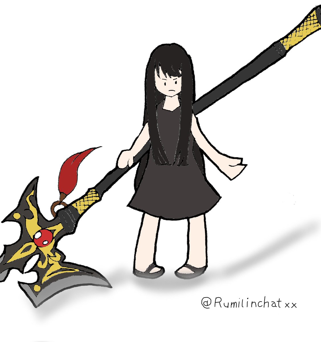 全く関係ない落書き　
華奢な女性がでかい武器を振り回すのってなんか良いよなぁ・・とｻﾝｺﾞｸ無双やってて思った