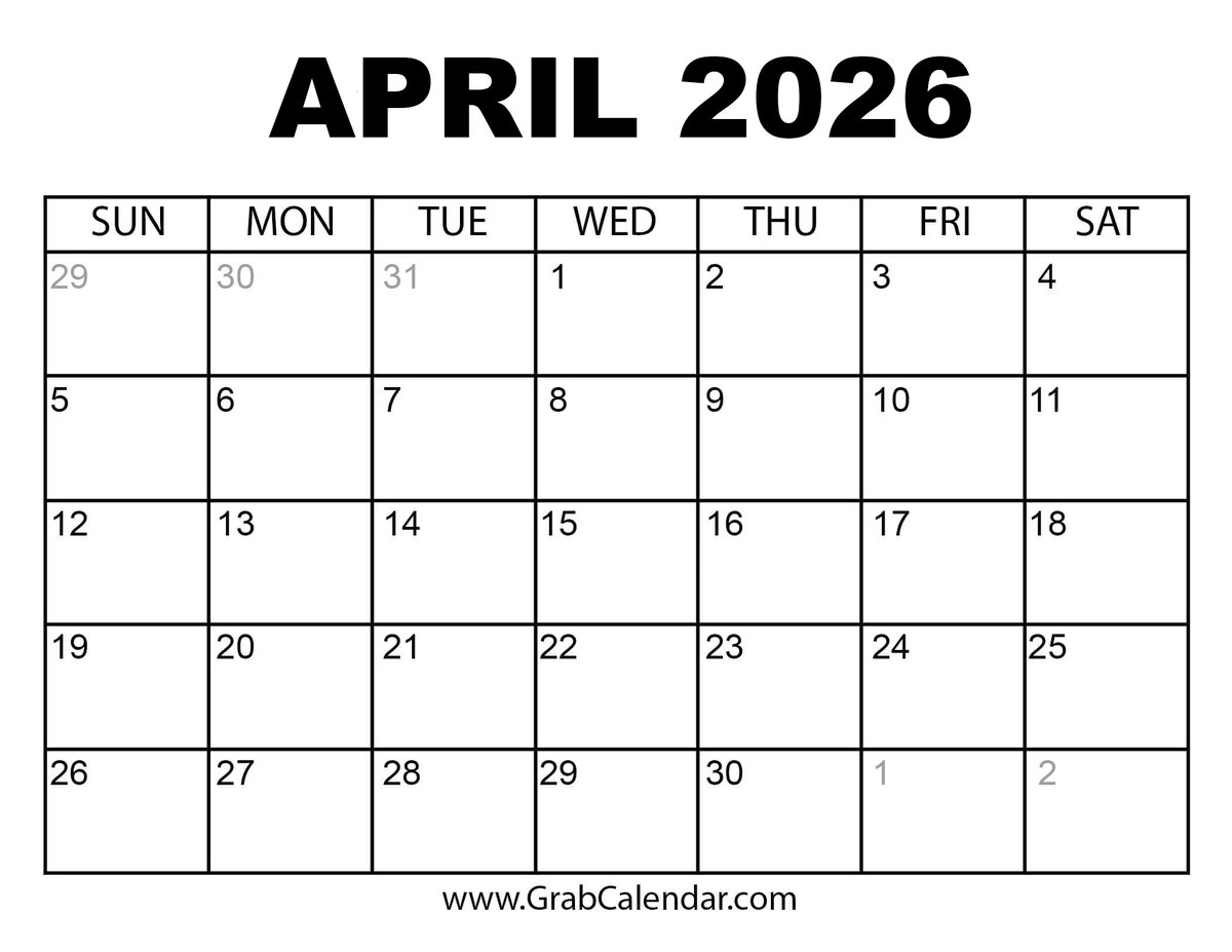 CalendarGrab's tweet photo. April 2026 is the fourth month so it has 30 days. In earlier times, “Aprilis” was the Latin name for the month, and this is where we get the English word “April.” 
https://t.co/HBO9pFpqxY #April #April2026 #April2026Calendar #Calendar https://t.co/1zjPvZWPem