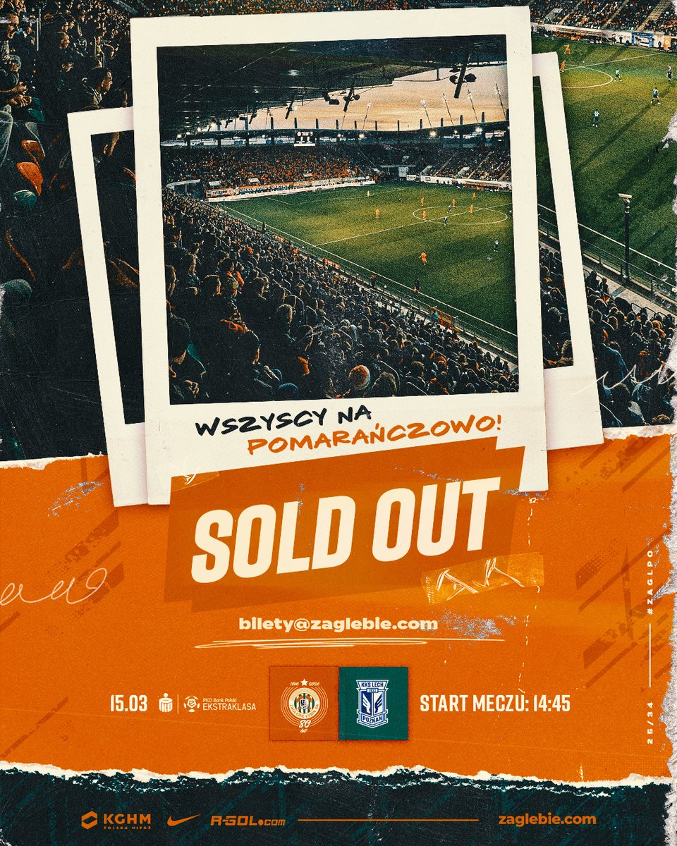 ZaglebieLubin's tweet photo. Wszystkie bilety na mecz KGHM Zagłębia Lubin z Lechem Poznań zostały wyprzedane! ✅
Na stronie mogą pojawić się pojedyncze wejściówki pochodzące z niewykorzystanych rezerwacji.
Dziękujemy za Wasze wsparcie i do zobaczenia na stadionie! 🇨🇮 https://t.co/tPLgcvfwEX