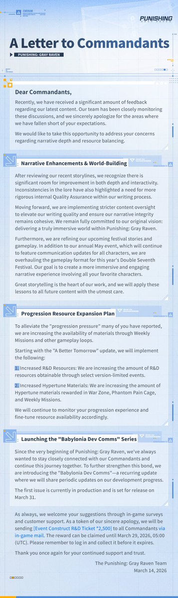 Punishing: Gray Raven tweet media