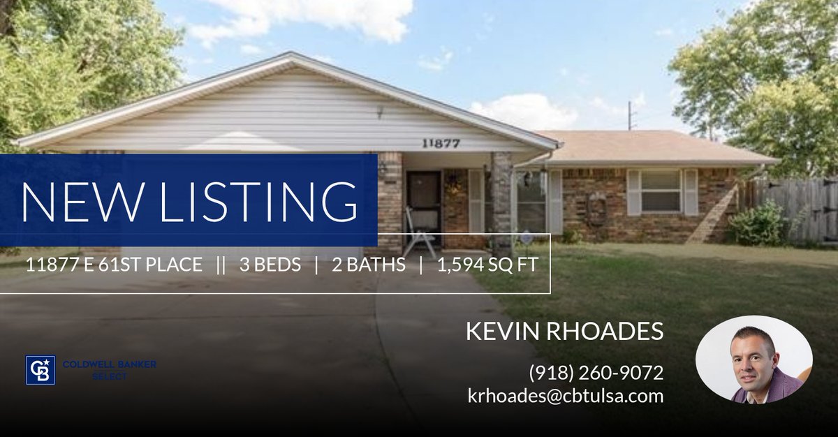 krhoadescbtulsa's tweet photo. 📍 New Listing 📍 Take a look at this fantastic new property that just hit the market located at 11877 E 61st Place in Broken Arrow. Reach out here or at (918) 260-9072 for more information https://t.co/9WWygUfKJd https://t.co/SokaEAHEQJ