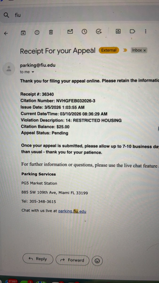 alperbehar's tweet photo. Wrongfully cited by @FIU Parking—never even been to campus! Called, chatted, disputed—ignored &amp; rejected w/o proof. FIU, fix this! #FIUParkingFail #WrongfulCitation #ConsumerRights

@FIUParking @FIUPresident @FIUFootball @FIUPresidentSGA https://t.co/PC6MrPhNlc