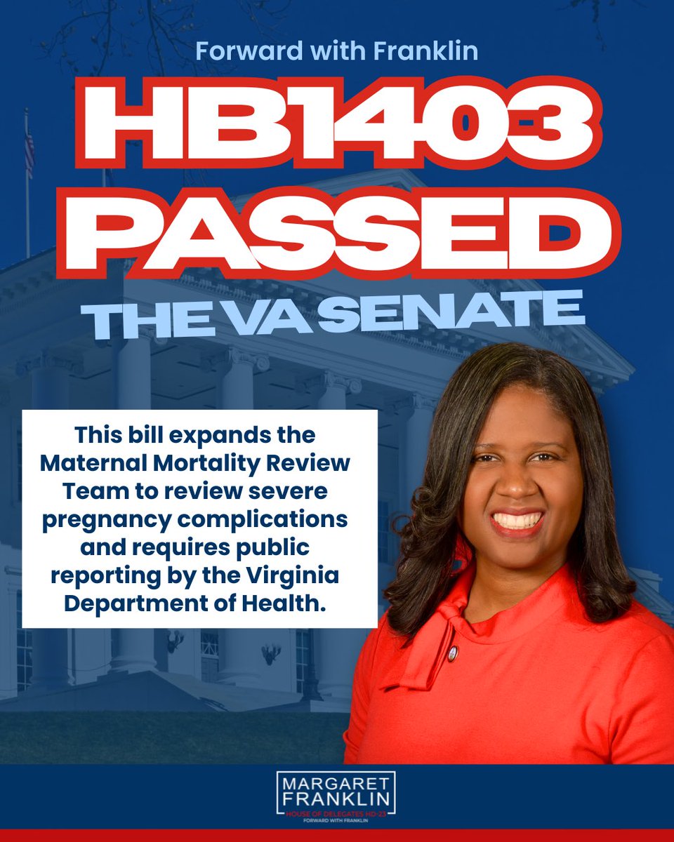 HB1403 has passed the General Assembly!

This bill strengthens Virginia’s efforts to address severe maternal health complications by expanding data collection, improving transparency, and helping health experts better understand the risks facing mothers across the Commonwealth.
