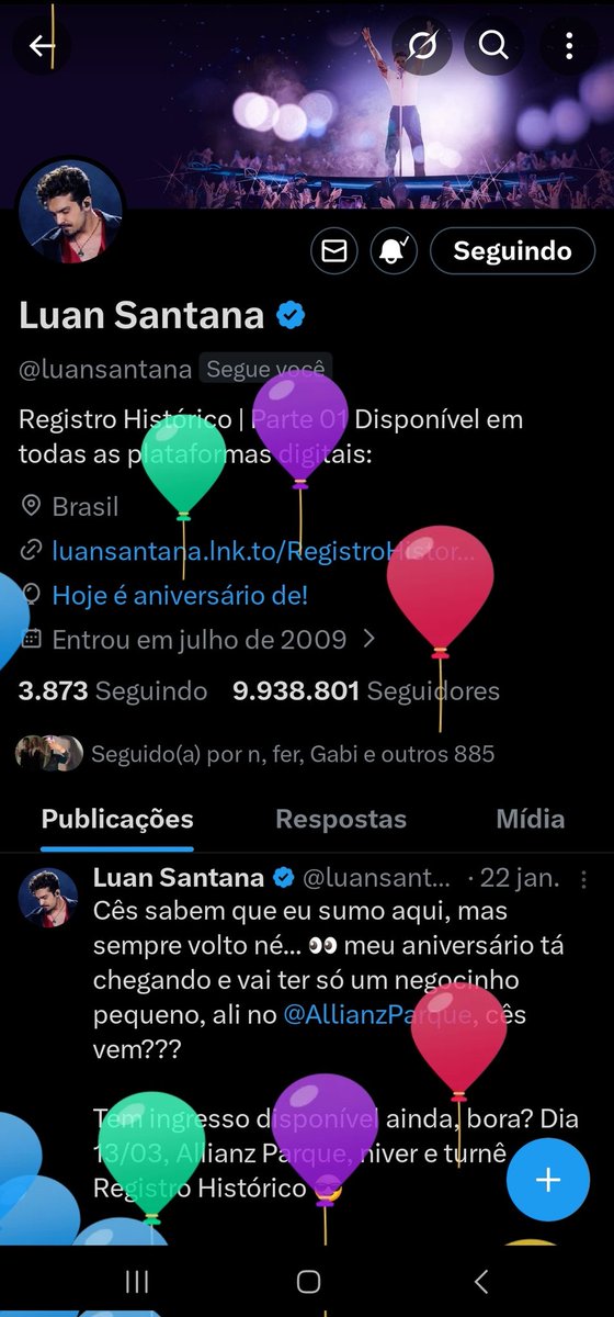 mais um ano 🤍 feliz aniversário pra gente meu amor, tal qual nossa idade o meu amor por você só aumenta. e esse ano é diferente, a festa é conjunta!!!!!! até mais tarde <a href="/luansantana/">Luan Santana</a>