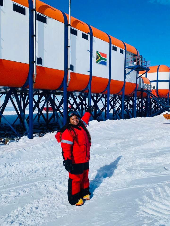The black woman in the pictures below is Inam Kula.

She is born and bred in Langa Township, Cape Town and is a graduate from the University of Cape Town, who was part of this group of scientists and engineers.

She is a Member of the Central Command Team (CCT) of the EFF which