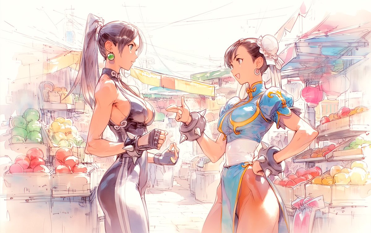 refisan17's tweet photo. Street market 
#chunli #MaiShiranui https://t.co/yTmsBsL72z