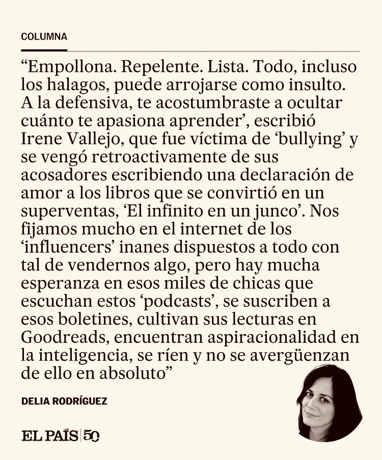 irenevalmore's tweet photo. Orgullo de empollona, por Delia Rodríguez

https://t.co/XU8o7c3ItK

@elpais_opinion https://t.co/d8simhI00l