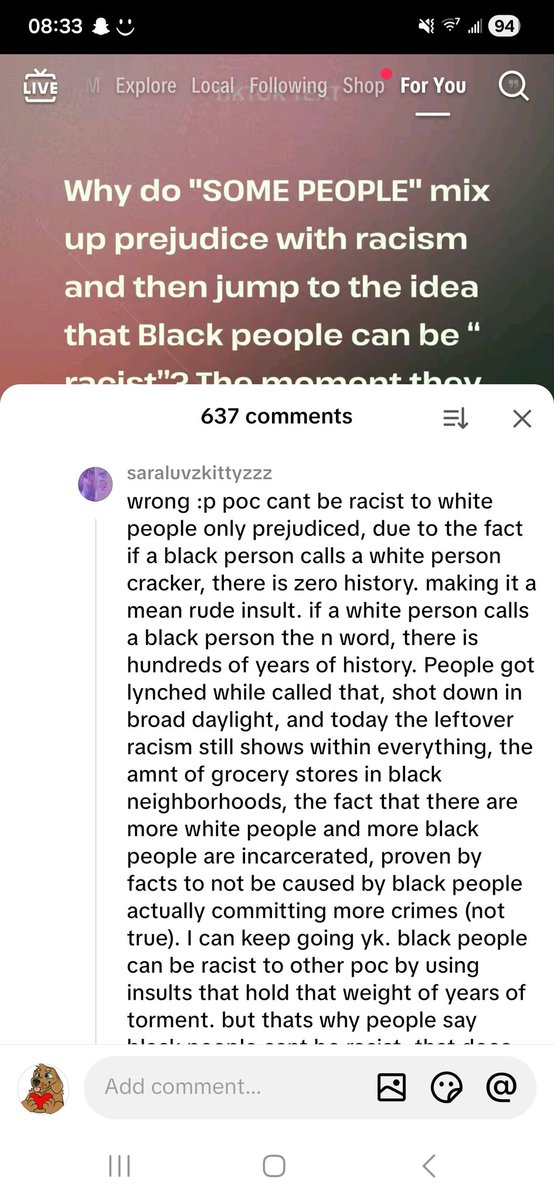 Been a minute since I saw this blatant form of racism. 
For those in the back, racism is a blief of racial superiority, and believing that 1 race cannot be racist, is in fact, racist.