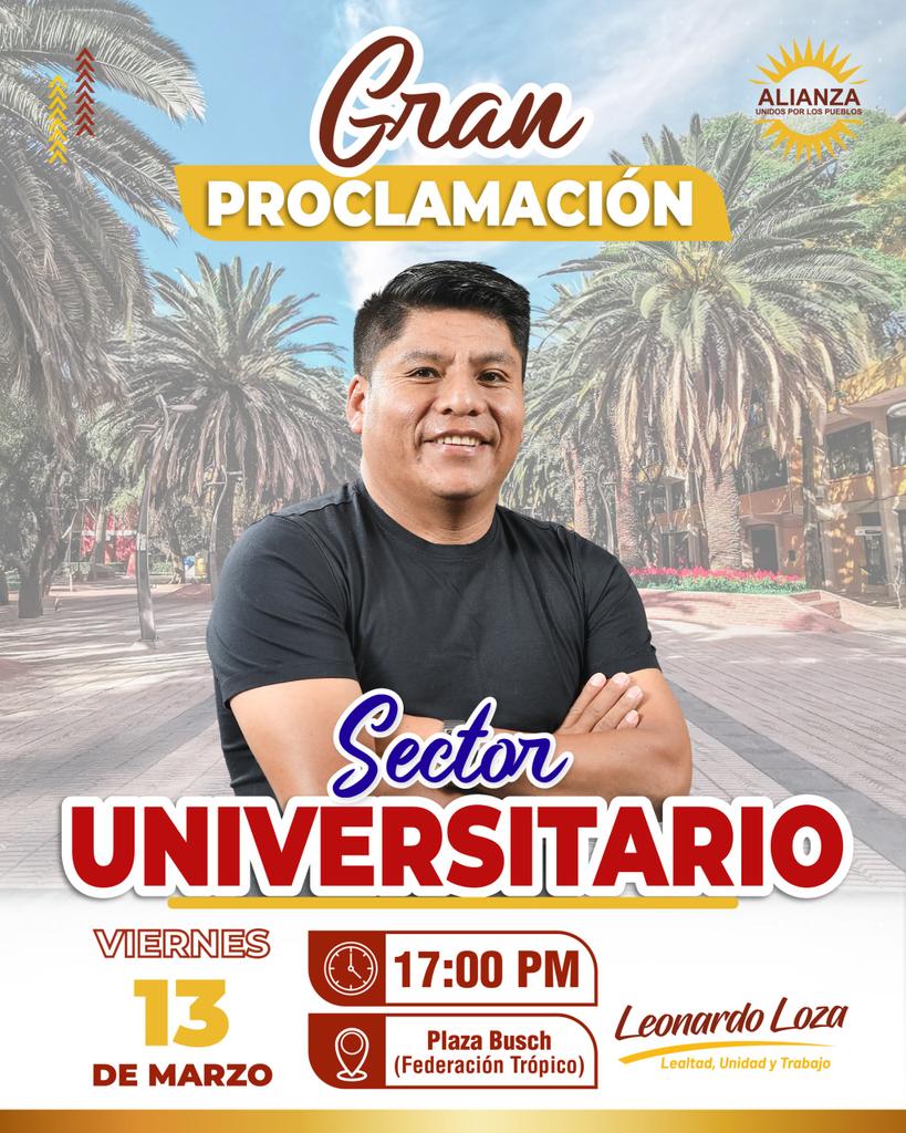 LeonardoLoza18's tweet image. ¡Nos vemos este 13 de marzo a las 17:00 PM
 en #ciudad de Cochabamba, #Plaza Bush! 
¡Te esperamos!