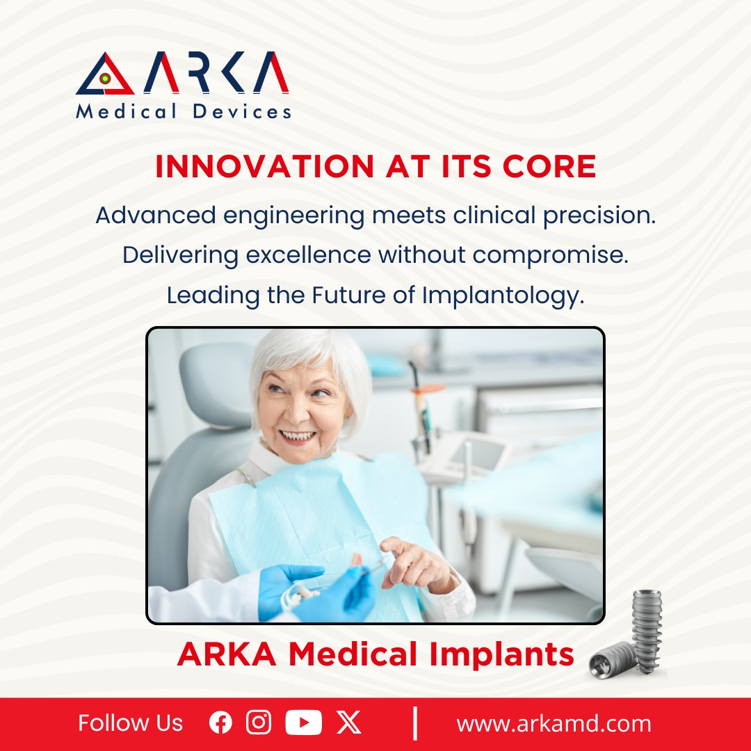 arkamedicals's tweet photo. INNOVATION AT ITS CORE

Advanced engineering meets clinical precision.
Delivering excellence without compromise.
Leading the Future of Implantology.
ARKA Medical Implants
#arka #arkamd #arkamedicals #arkamedicaldevices #dentalmanufacturerscompany #arkaimplantsmanufactures https://t.co/LQigr9rkL6