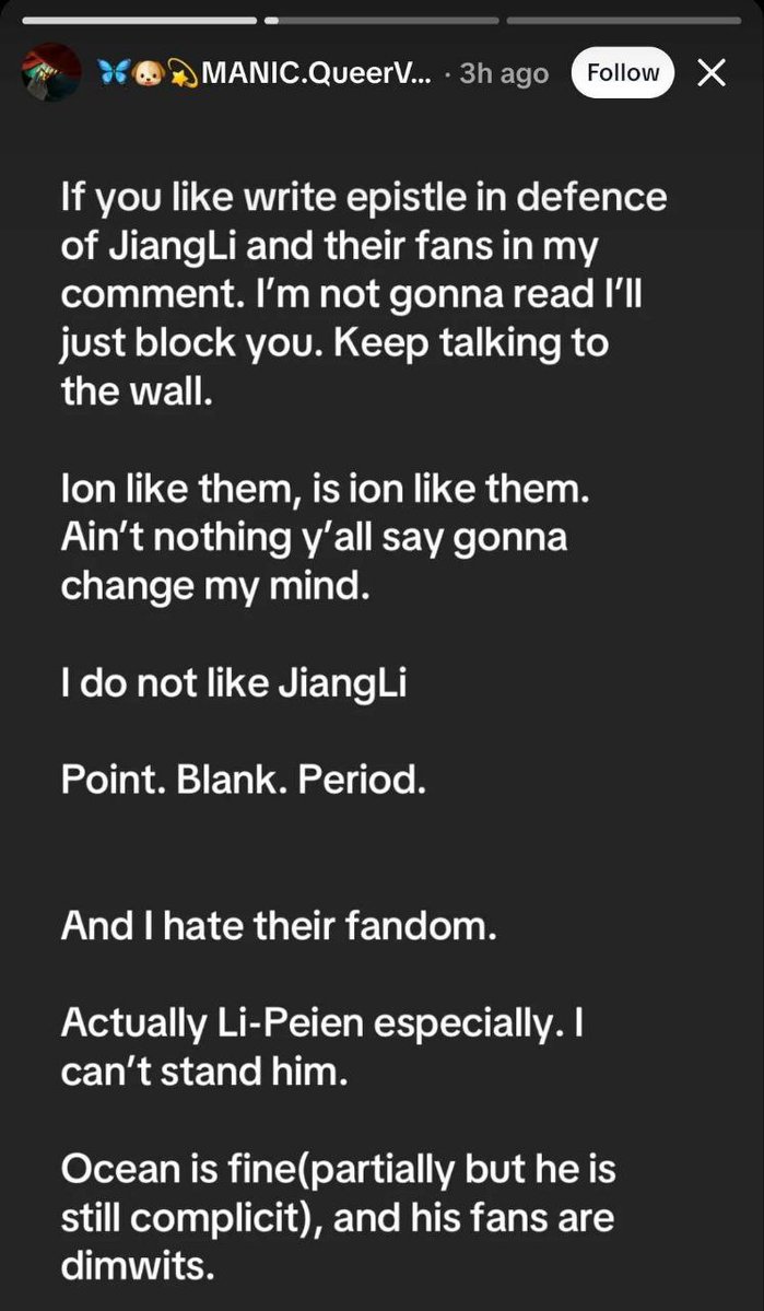 JIANGLIGUARD's tweet photo. 🚨MASS REPORT NOTICE 🚨
 
PLEASE REPORT X USER @. MANICWIXXARDXQB FOR SPREADING MALICIOUS & BASELESS FALSE RUMORS, INTENSE HATE & SLANDERING TOWARDS LPE.

REPORT ACCOUNT: 
- PROFILE -> REPORT -> SPAM

🔗https://t.co/a9cO0Vhya2

REPORT POST: 
- PROFILE -> REPORT -> HATE, ABUSE, OR HARASSMENT

🔗https://t.co/S9xE6VaR32

PS: If the user deactivated their account, we will proceed with reporting with help center instead.

❗REPORT — DO NOT ENGAGE ❗

 #PROTECTJIANGLI